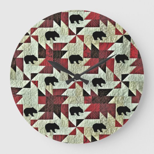Schwarzbärenquilt Große Wanduhr (Vorderseite)