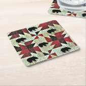 Schwarzbärenquilt Rechteckiger Pappuntersetzer (angewinkelt)