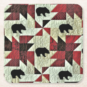 Schwarzbärenquilt Rechteckiger Pappuntersetzer