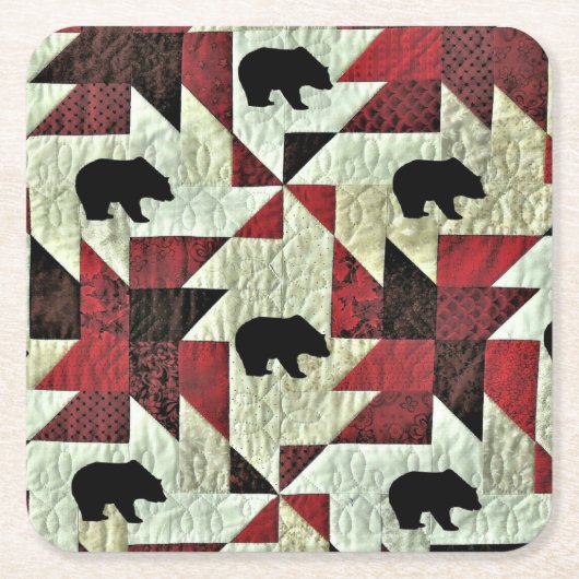 Schwarzbärenquilt Rechteckiger Pappuntersetzer (Vorderseite)