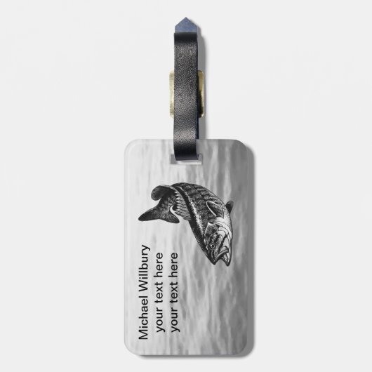 Schwarzbarsch-Fischen Gepäckanhänger (Rückseite vertikal)