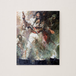 Schwarzbart am Feuer Spuk Piraten Vintage Kunst Puzzle