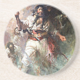 Schwarzbart auf der Feuerpest-Illustration Sandstein Untersetzer