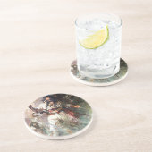 Schwarzbart auf der Feuerpest-Illustration Sandstein Untersetzer (Seite)