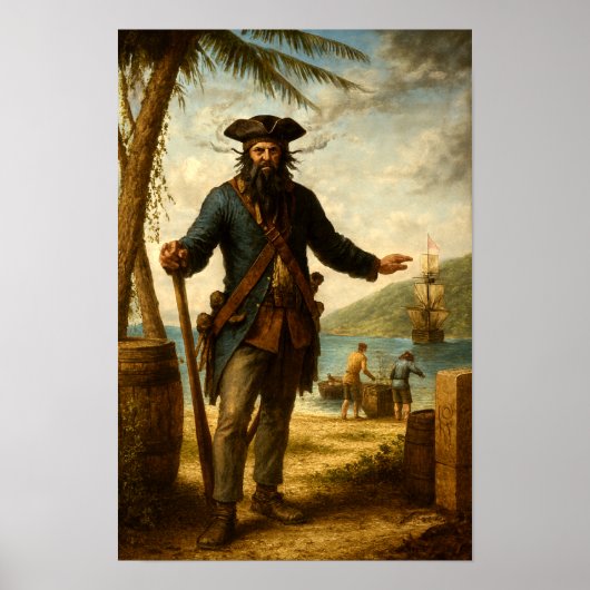 Schwarzbart Der Pirat Mit Rauchendem Bart Poster (Vorne)