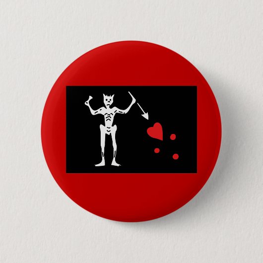 Schwarzbart-Piratenflagge Button (Vorderseite)