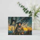 Schwarzbart-Piratensturmporträt Postkarte (Stehend Vorderseite)