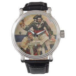 Schwarzbartenpferd-Pirate und Mate-Illustration Armbanduhr