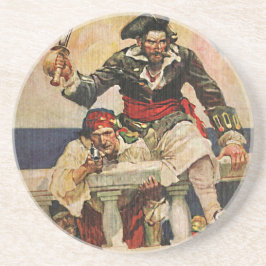 Schwarzbartenpferd-Pirate und Mate-Illustration Getränkeuntersetzer