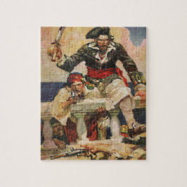 Schwarzbartenpferd-Pirate und Mate-Illustration Puzzle