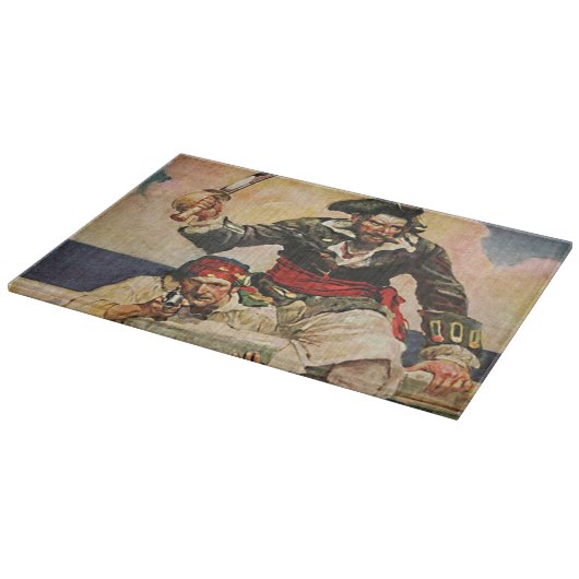 Schwarzbartenpferd-Pirate und Mate-Illustration Schneidebrett (Ecke)