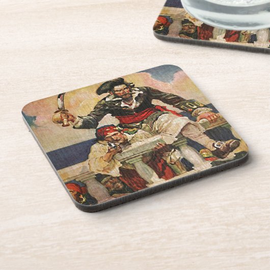 Schwarzbartenpferd-Pirate und Mate-Illustration Untersetzer (Linke Seite)