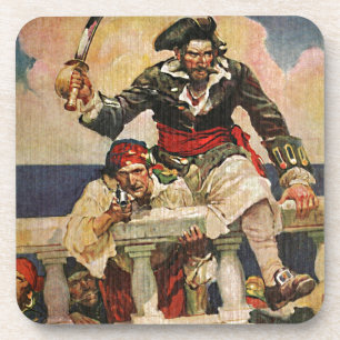 Schwarzbartenpferd-Pirate und Mate-Illustration Untersetzer