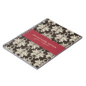 Schwarzbeige und Burgund-Rotfloral-Damaskus Notizblock (Linke Seite)