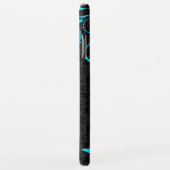 Schwarzblauer Damast und schwarze Wirbel Case-Mate iPhone Hülle (Hinten/Rechts)