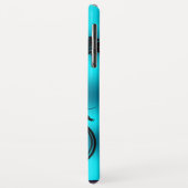 Schwarzblauer Damast und schwarze Wirbel Case-Mate iPhone Hülle (Hinten/Links)