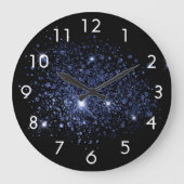 Schwarzblauer Glitzer Große Wanduhr (Vorderseite)
