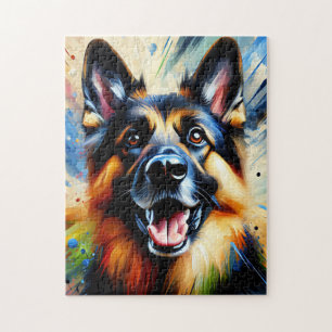 Schwarzbrauner Deutscher Schäferhund Acryl Druck Puzzle