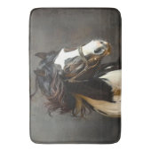 Schwarzbraunes Weißpferd läuft Badematte (Vorderseite Vertikal)