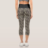 Schwarzcreme Paisley Muster Hochwaisted Capris (Rückseite)