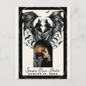 Schwarzcreme Silbergotische Liebe Fledermäuse Save Ankündigungspostkarte (Vorderseite)