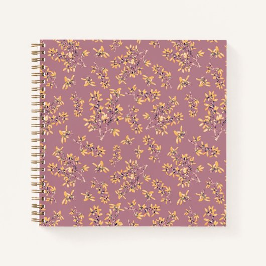 Schwarzdorn-Äste lila gelb Notizblock (Vorderseite)