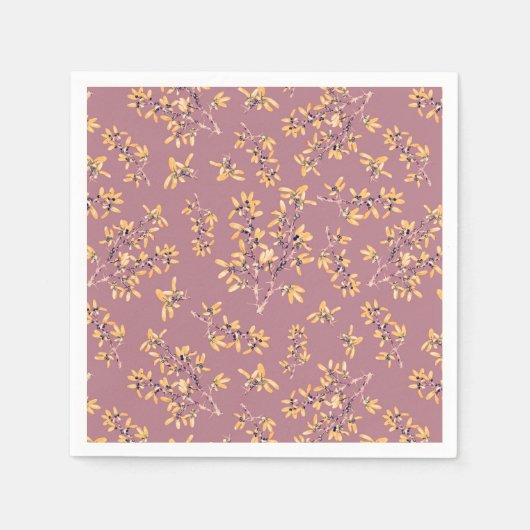 Schwarzdorn-Äste lila gelb Serviette (Vorderseite)