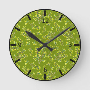 Schwarzdorn-Muster Runde Wanduhr