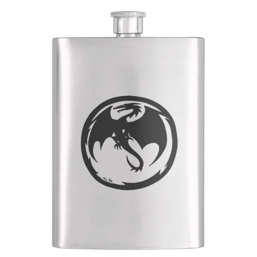 Schwarzdrachenfaser aus Edelstahl Flachmann (Vorderseite)