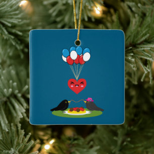 Schwarzdrossel-Spaghetti-Fleischbällchen Valentins Keramikornament