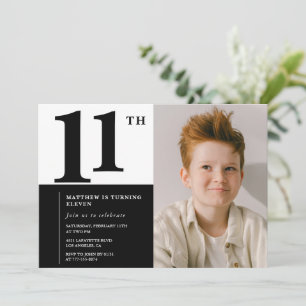 Schwarze 11. Geburtstagseinladungen Elegant Chic Einladung