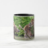 Schwarze 11 oz Combo-Tasse mit Grizzlybär & Bären Tasse (Zentrum)