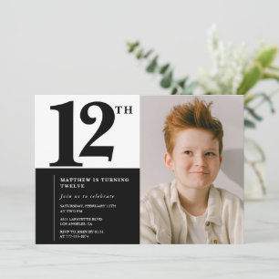 Schwarze 12. Geburtstagseinladungen Elegant Chic Einladung