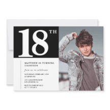 Schwarze 18. Geburtstagseinladungen Modern Chic Fo