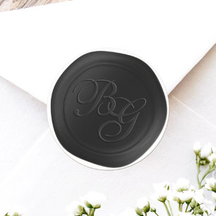 Schwarze 2-Letter-Monogramm-Imitate Wachs-Siegel-A Runder Aufkleber