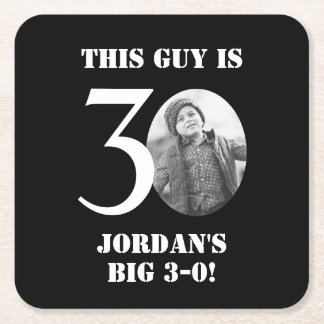 Schwarze 30. Geburtstags-Untersetzer für Männer Rechteckiger Pappuntersetzer