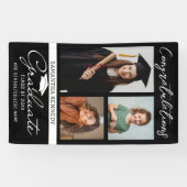 Schwarze 3-Foto-Collage-Abschluss-Gratulation Abso Banner (Horizontal)