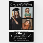 Schwarze 3-Foto-Collage-Abschluss-Gratulation Abso Banner (Vertikal)