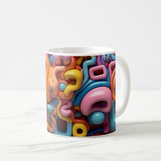 Schwarze 3D-Design-Muster, digitale Kunst, Geschen Kaffeetasse (VorderseiteRechts)
