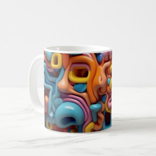 Schwarze 3D-Design-Muster, digitale Kunst, Geschen Kaffeetasse (Vorderseite Links)