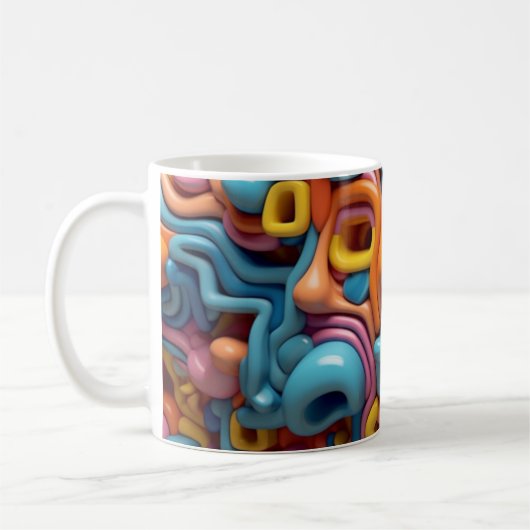 Schwarze 3D-Design-Muster, digitale Kunst, Geschen Kaffeetasse (Links)