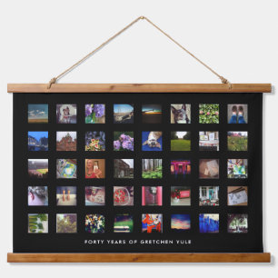 Schwarze 40. Geburtstag Foto Collage Tapestry Prin Wandteppich Mit Holzrahmen