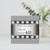 Schwarze 40. Geburtstagsfeier Party Einladung (Stehend Vorderseite)