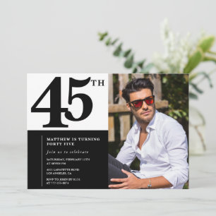 Schwarze 45. Geburtstagseinladungen Elegant Chic Einladung