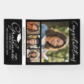 Schwarze 4-Foto-Collage-Abschluss-Gratulation Banner (Horizontal)