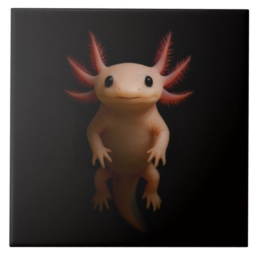 Schwarze 4 Luxe-Fliese mit mexikanischem Axolotl Fliese (Vorderseite)