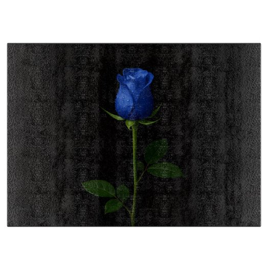 Schwarze 4 Luxe Glasboard Midnight Blue Rose Schneidebrett (Vorderseite)
