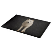 Schwarze 4 Luxe Glasplatte Ivory Arctic Wolf Schneidebrett (Ecke)