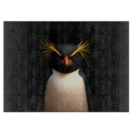 Schwarze 4 Luxe Glasplatte Rockhopper Pinguin Schneidebrett
