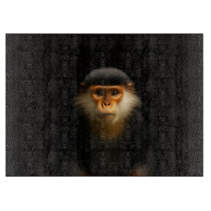 Schwarze 4 Luxe Glasplatte Rote Douc Langur Schneidebrett